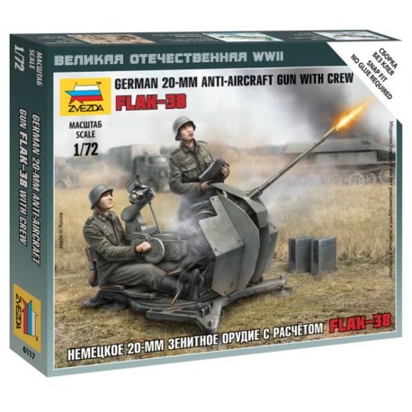 ZVEZDA - 1/72 GERMAN 2 CM FLAK 38 W/CREW