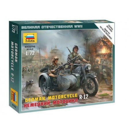 ZVEZDA - 1/72 GERMAN MOTORCYCLE R-12 W/SIDECAR