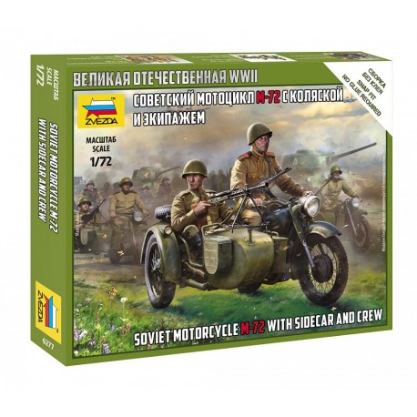 ZVEZDA - 1/72 Soviet M-72 Sidecar Motorcycle w/Crew