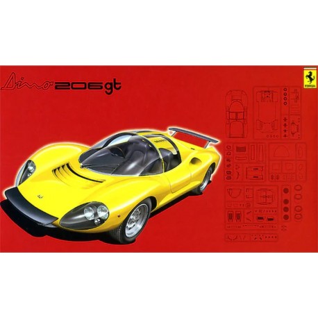 FUJIMI - AUTO FERRARI DINO 206 GT AMARILLO 1:24                                                                                .