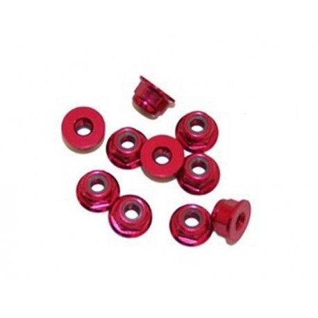 Dadi - M3 FLANGIATO alluminio autobloccante ROSSO (10pz)                                                                       .