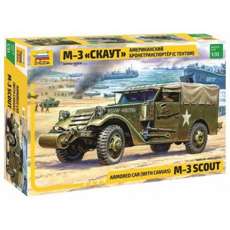 ZVEZDA - 1/35 Scout car M-3 WWII Armored car with canvas