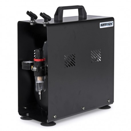 HOBBYNOX - COMPRESSORE PER AEROGRAFO (Oil-free) 1/6HP con serbatoio da 3L (0-4BAR) e valvola di sicurezza - estremamente silenzi