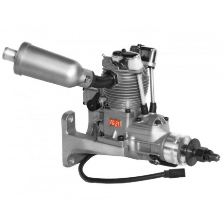SAITO FG-21 Gasoline Engine (4Tempi Benzina) CON CENTRALINA, CASTELLO MOTORE IN ALLUMINIO E SILENZIATORE