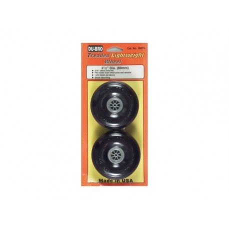 DUBRO - 3-1/2" Dia Tread Light Wheels - COPPIA RUOTE LEGGERE CON BATTISTRADA RIGATO  - Diametro: 89mm - Spessore: 32mm - Foro As