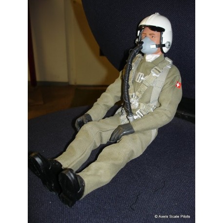 PILOTA JET 1/4,5 Scale "MILITARY" CON TUTA VERDE, CASCO GRIGIO - PRODOTTO ARTIGIANALE DIPINTO A MANO MADE IN GERMANY